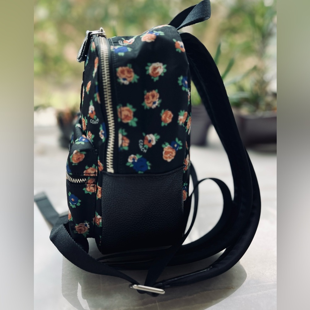 COACH Mini Charlie Nylon Backpack In Tea Rose Floral Print - Picture 2 of 8